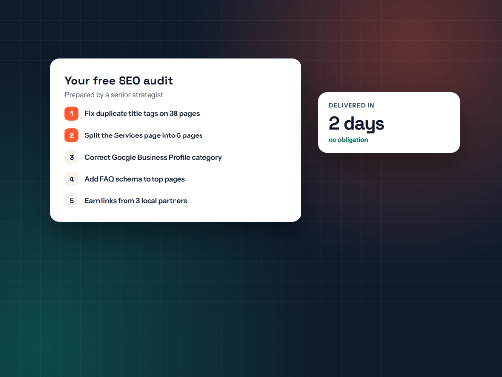 Illustration of a free SEO audit with prioritized fixes